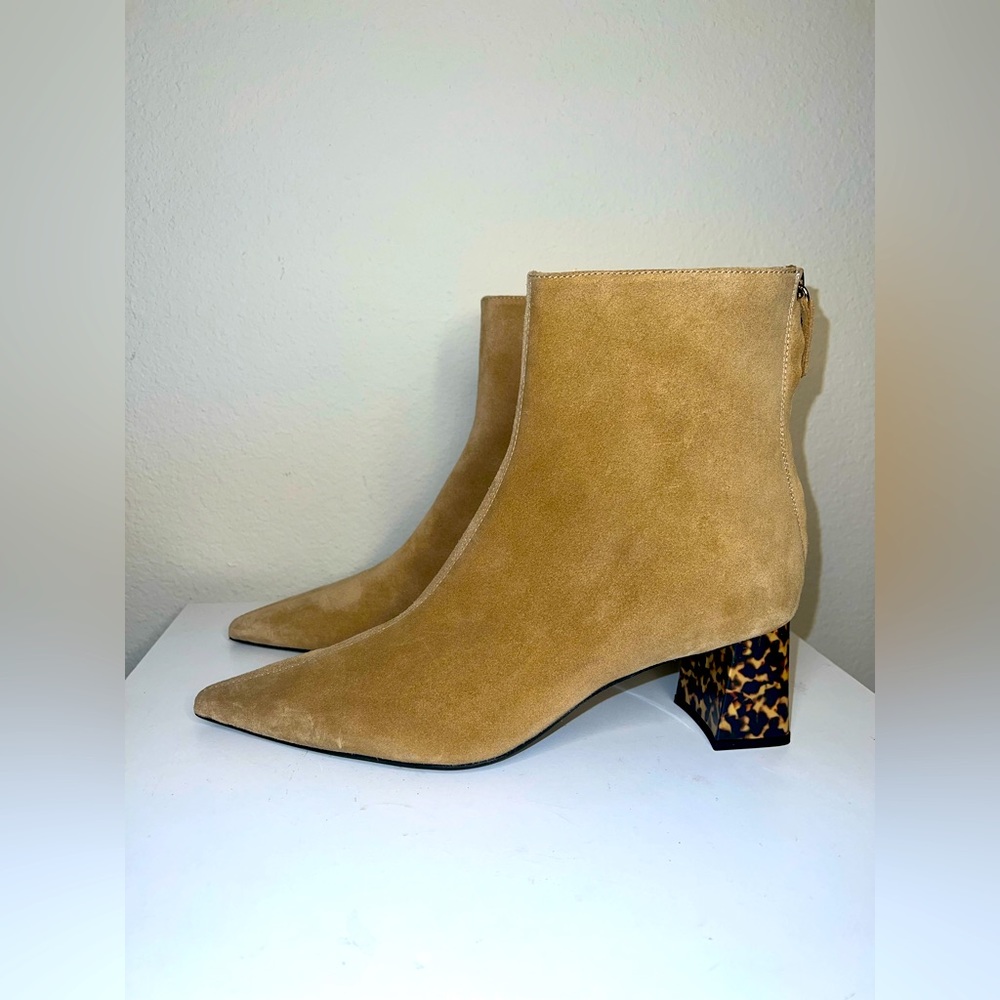 AGL Veta Precious suede pointed toe tortoise block heel ankle boots sz 43